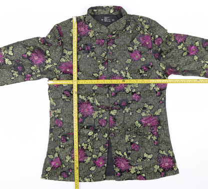 Robert Louis Women's Black Floral Silk Blend Jacket Size S