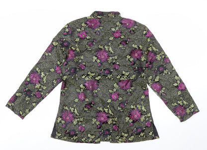 Robert Louis Women's Black Floral Silk Blend Jacket Size S