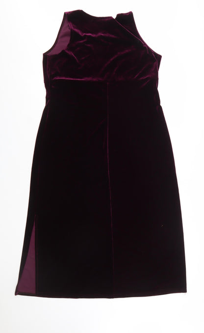 K Petite Women Purple Velvet Sleeveless Sheath Dress Size 12 Petite