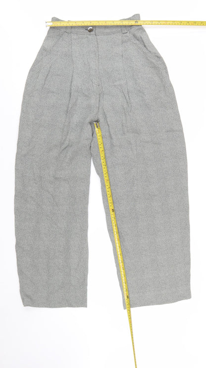 Emanuel Ungaro Women’s Grey Wool Wide-Leg Pleated Trousers Size 10