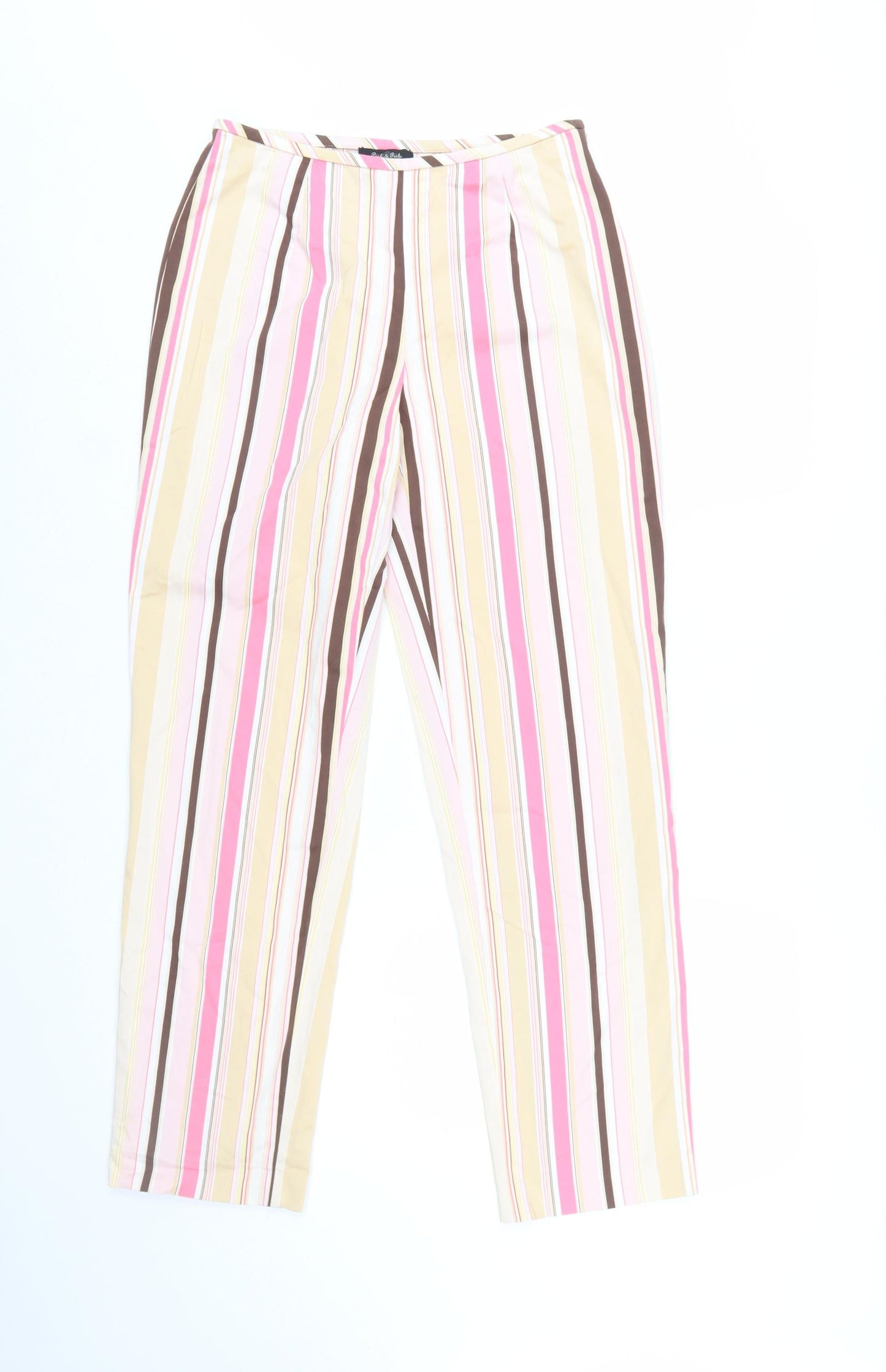 Peck & Peck Women’s Multicoloured Striped Cotton Blend Trousers Size 6