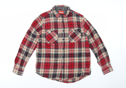 Coleman Men's Red Checked Flannel Button-Up Shirt L Regular Fit