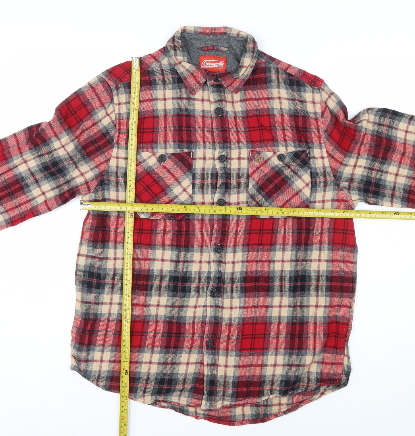 Coleman Men's Red Checked Flannel Button-Up Shirt L Regular Fit