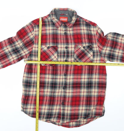 Coleman Men's Red Checked Flannel Button-Up Shirt L Regular Fit