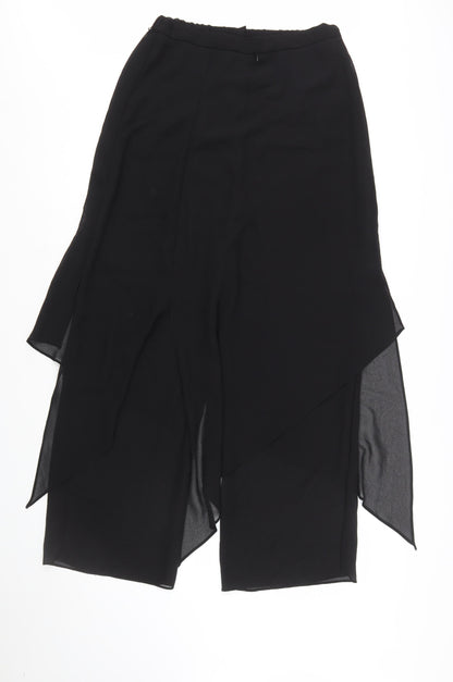 Jump Apparel Womens Black Size 10 Asymmetric Midi Chiffon Skirt