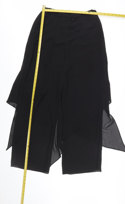 Jump Apparel Womens Black Size 10 Asymmetric Midi Chiffon Skirt