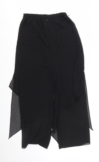 Jump Apparel Womens Black Size 10 Asymmetric Midi Chiffon Skirt