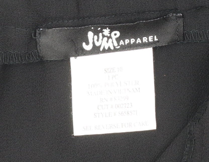 Jump Apparel Womens Black Size 10 Asymmetric Midi Chiffon Skirt