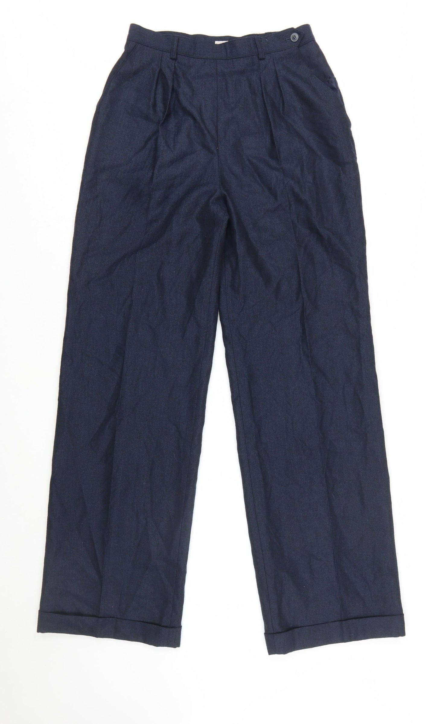 Jones New York Women's Blue Wool Pleated High-Rise Trousers Size 10