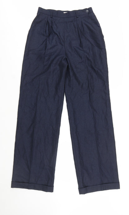 Jones New York Women's Blue Wool Pleated High-Rise Trousers Size 10