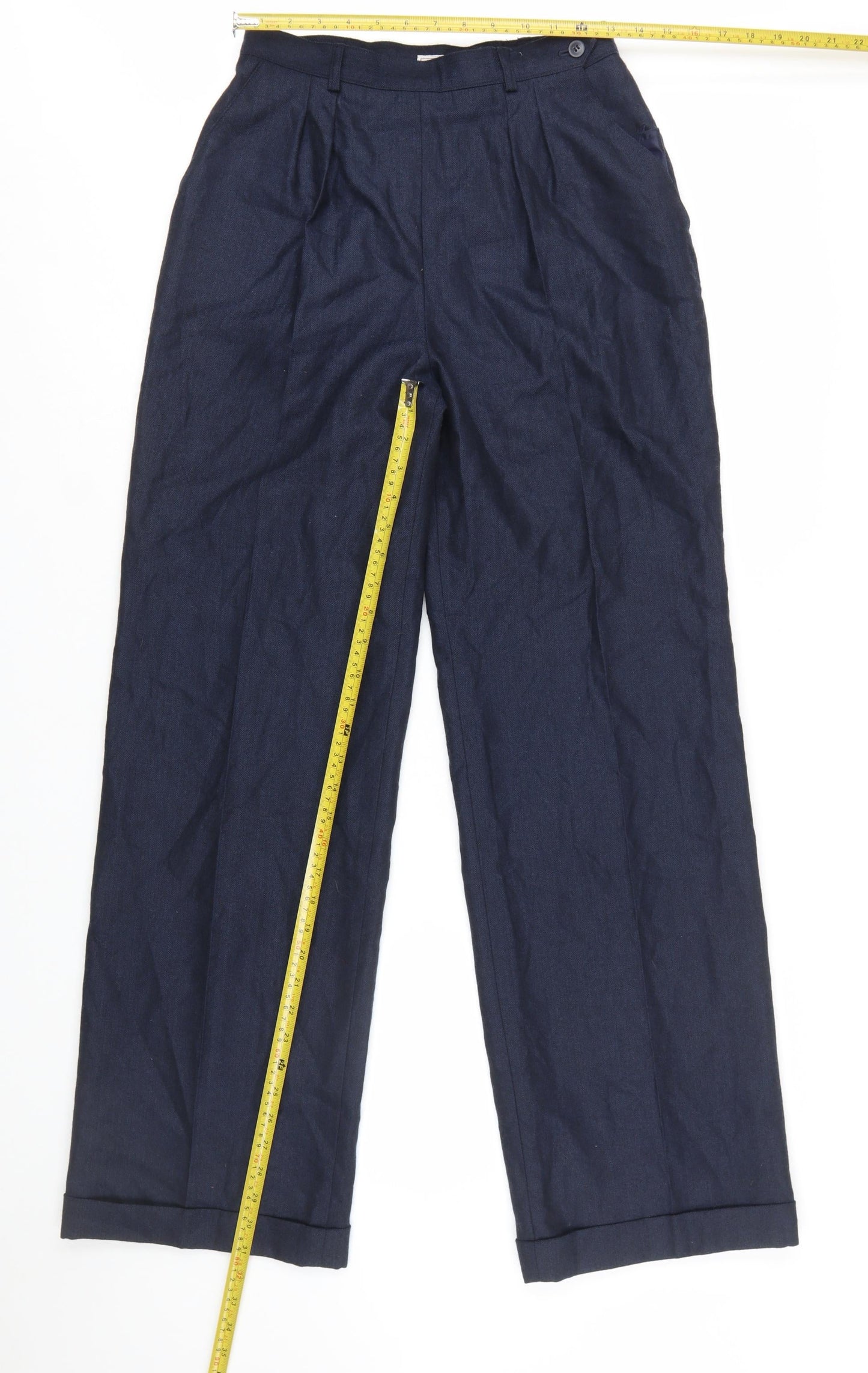 Jones New York Women's Blue Wool Pleated High-Rise Trousers Size 10
