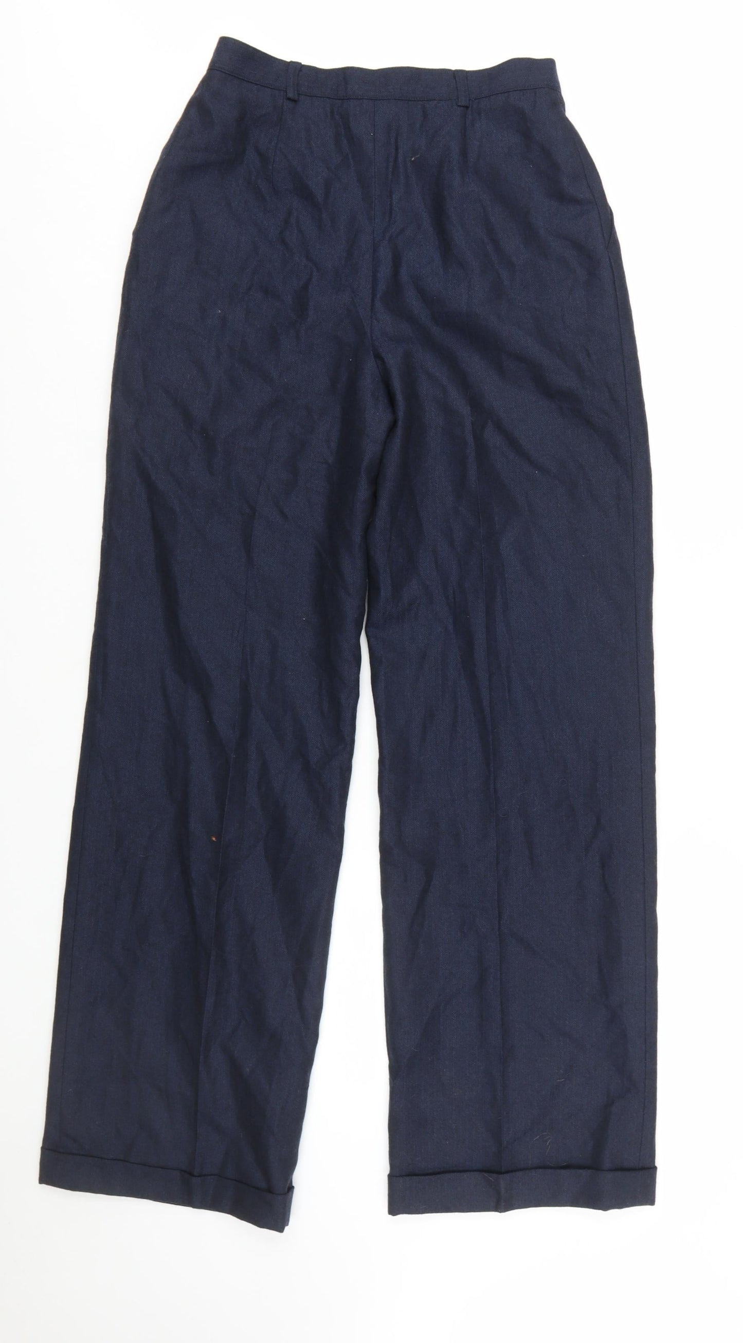 Jones New York Women's Blue Wool Pleated High-Rise Trousers Size 10