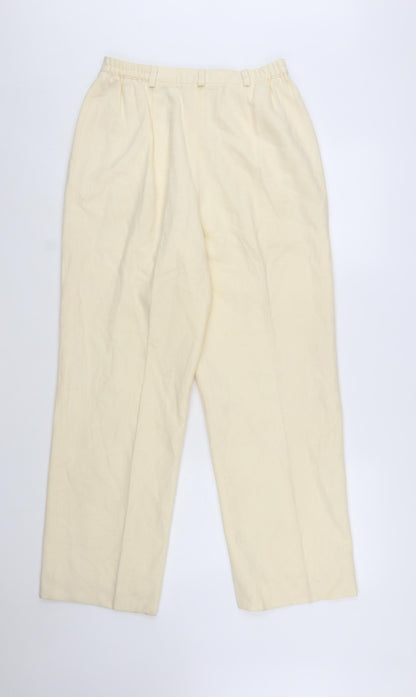 Personal Women’s Ivory Wool Blend Pleated High Rise Trousers Size 14