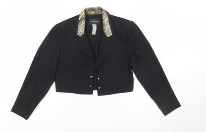 John Roberts Women's Black Cropped Suit Jacket Gold Trim Size 10