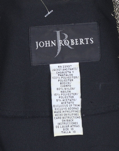 John Roberts Women's Black Cropped Suit Jacket Gold Trim Size 10