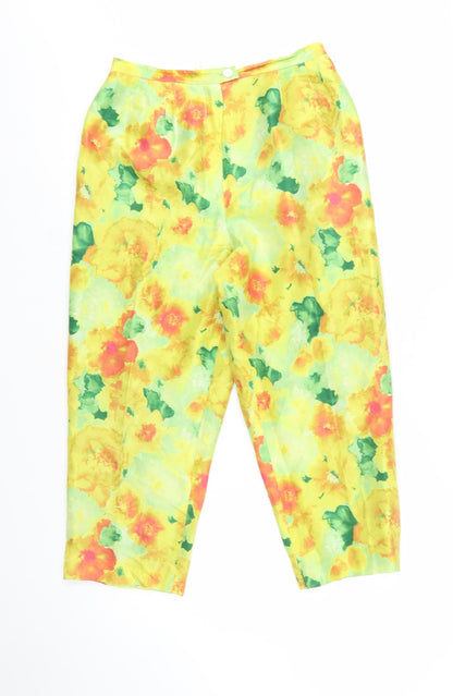 Hervé Benard Women’s Multicoloured Floral Silk Cropped Trousers Size 10