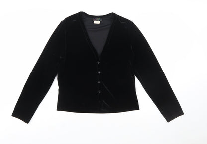 Eye Candy Women's Black Velvet Button-Up Top Long Sleeve Size L