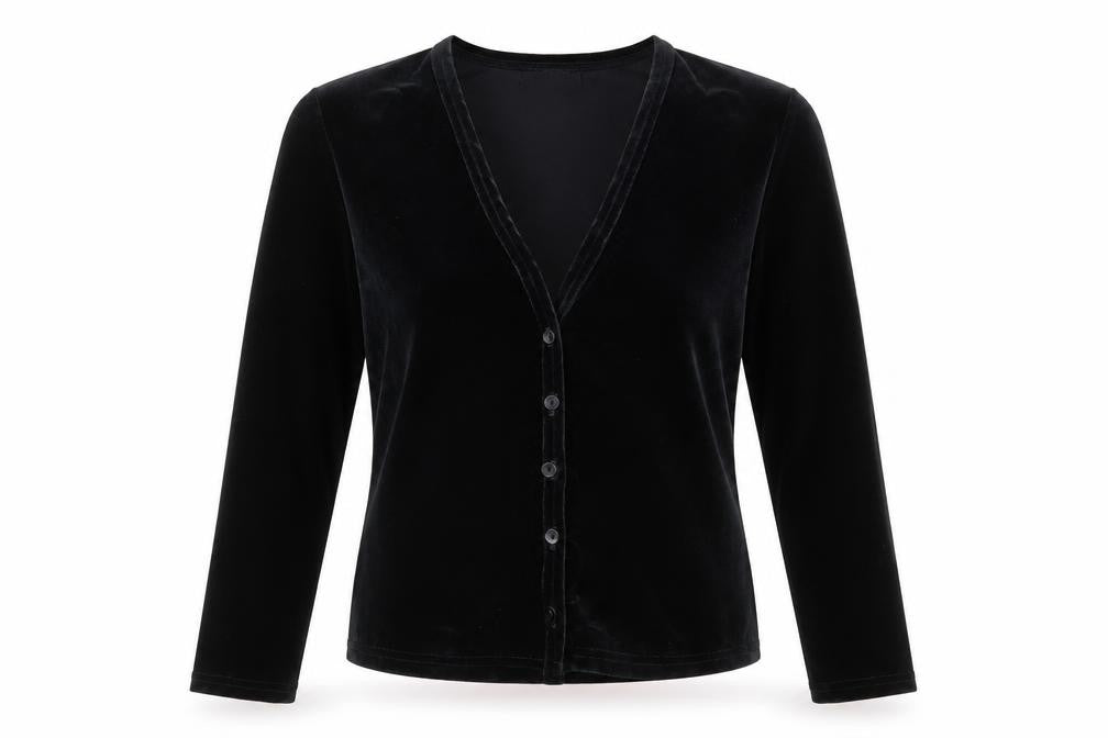 Eye Candy Women's Black Velvet Button-Up Top Long Sleeve Size L