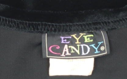Eye Candy Women's Black Velvet Button-Up Top Long Sleeve Size L