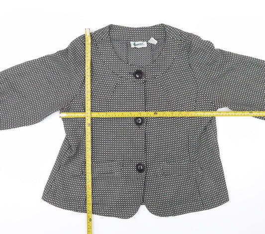 Joanna Womens Black White Check Blazer Jacket Size L Polyester
