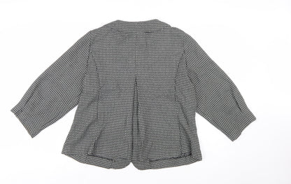 Joanna Womens Black White Check Blazer Jacket Size L Polyester