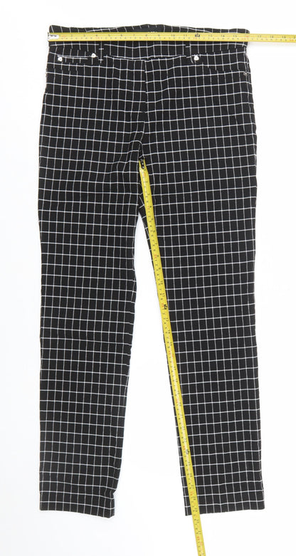 Sharagano Women's Black Check Tapered Trousers Size 10