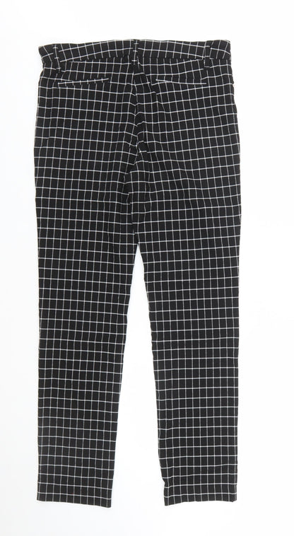 Sharagano Women's Black Check Tapered Trousers Size 10