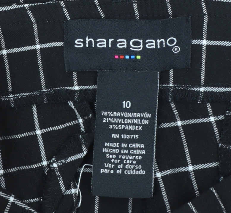Sharagano Women's Black Check Tapered Trousers Size 10