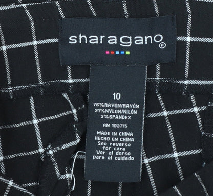 Sharagano Women's Black Check Tapered Trousers Size 10