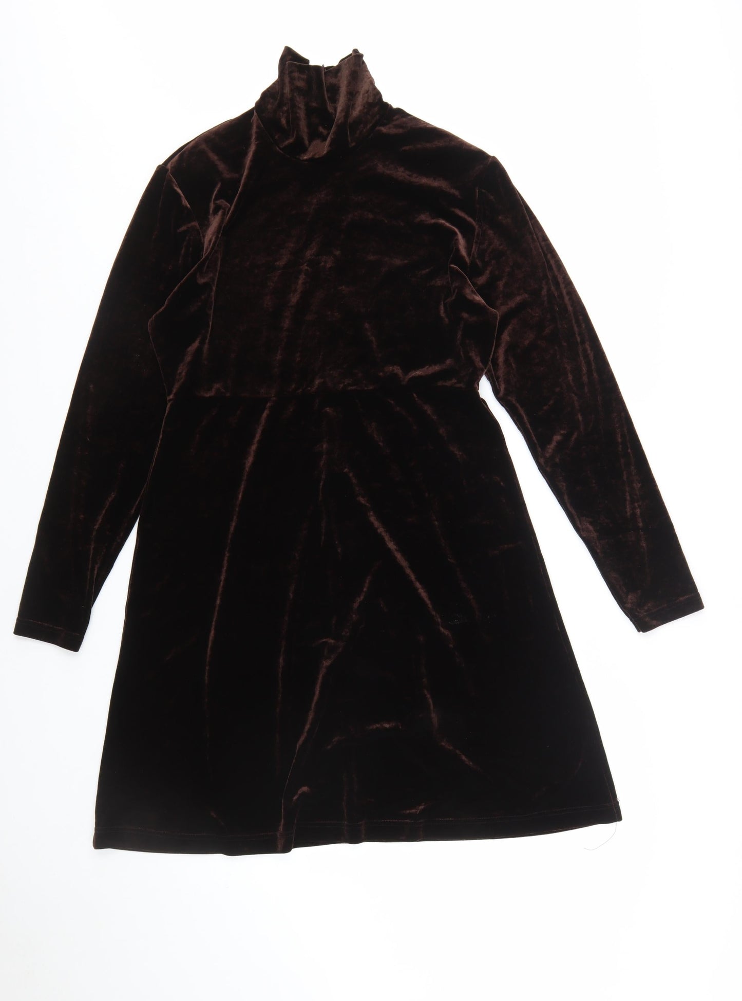 Amanda Smith Women Brown Velvet A-Line High Neck Dress Size 8