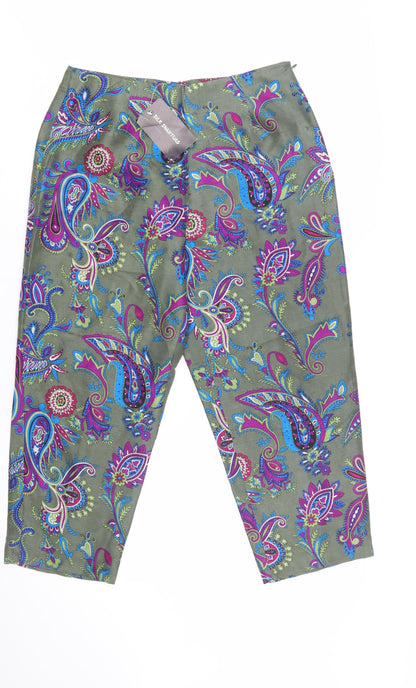 Worthington Women’s Green Paisley Silk Cropped Trousers Size 10