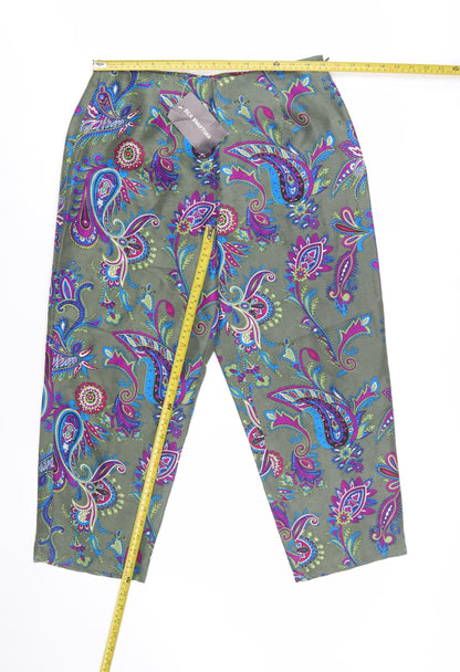Worthington Women’s Green Paisley Silk Cropped Trousers Size 10