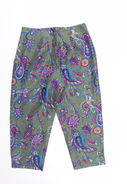 Worthington Women’s Green Paisley Silk Cropped Trousers Size 10