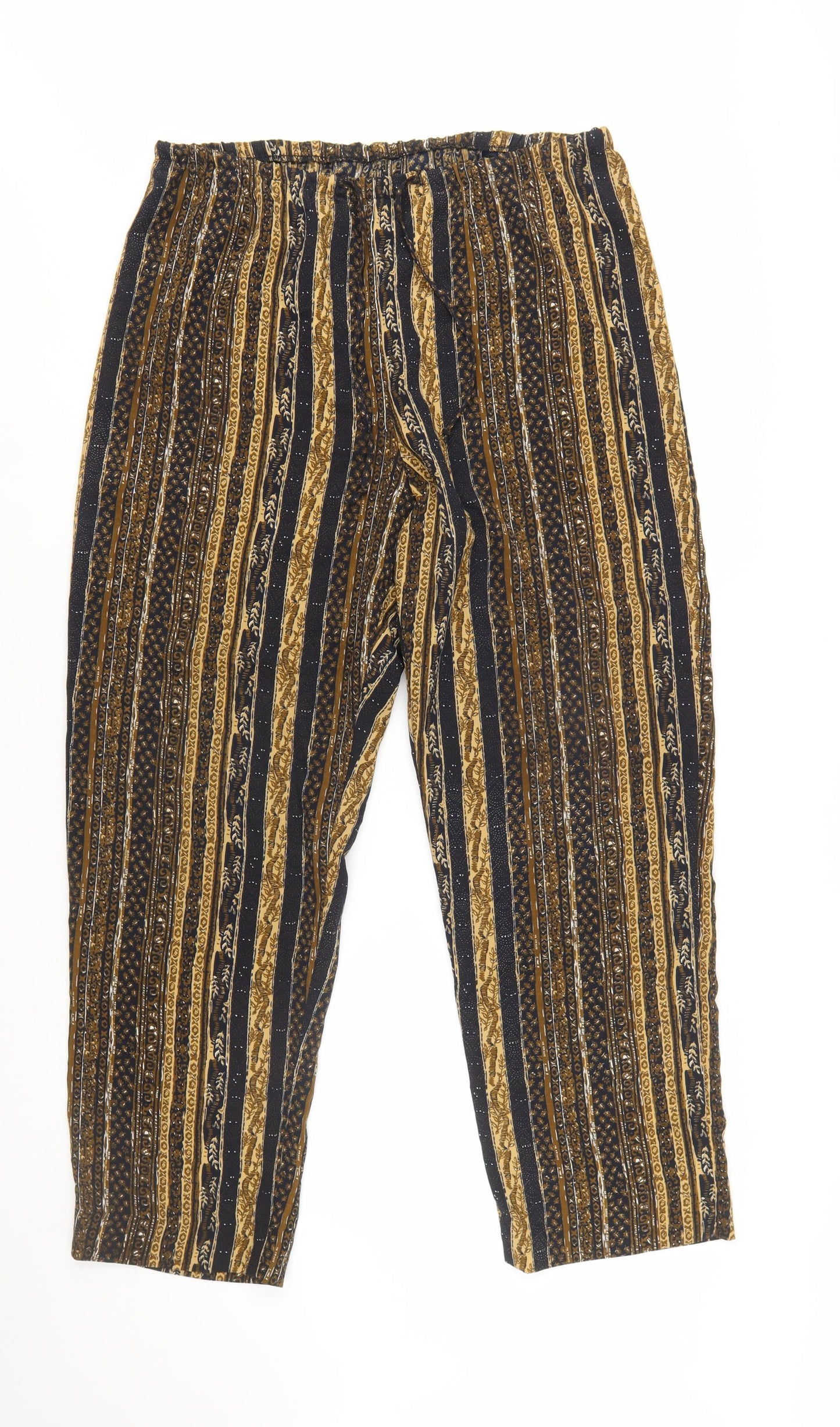 Jessica Womens Brown Black Striped Relaxed Trousers Size L Polyester
