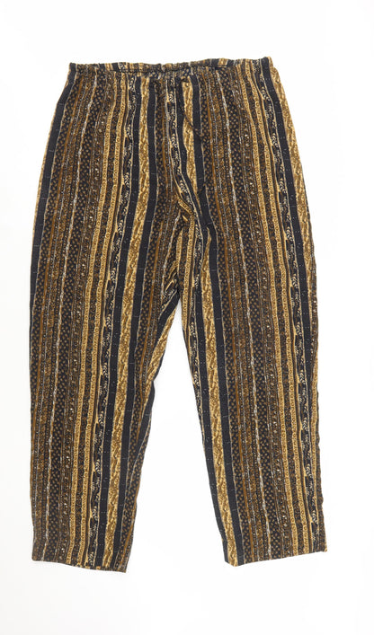 Jessica Womens Brown Black Striped Relaxed Trousers Size L Polyester