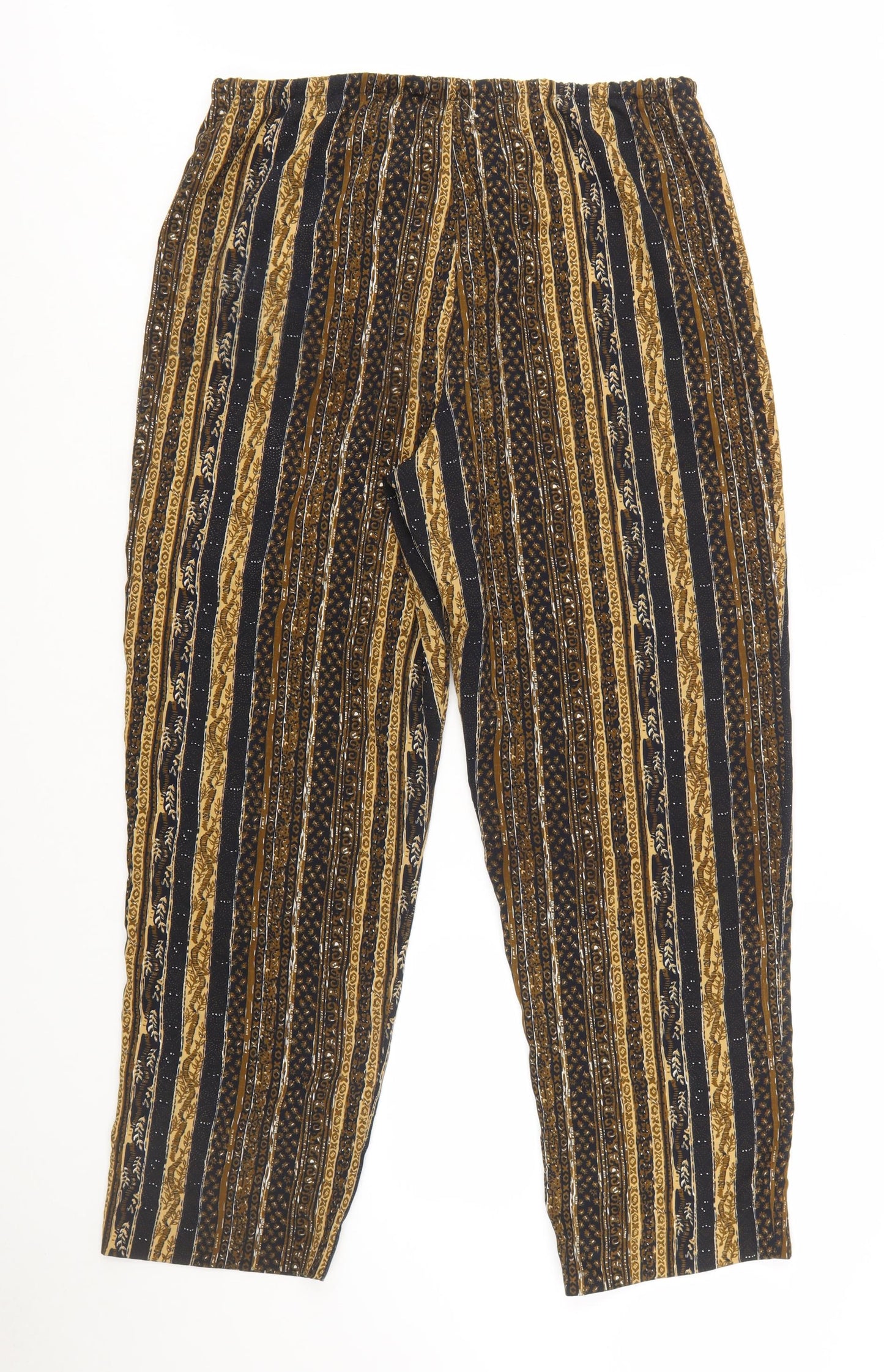 Jessica Womens Brown Black Striped Relaxed Trousers Size L Polyester