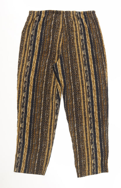 Jessica Womens Brown Black Striped Relaxed Trousers Size L Polyester