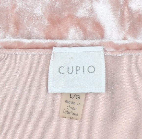 Cupio Women Pink Velvet Lace Trim Camisole Tank Top L
