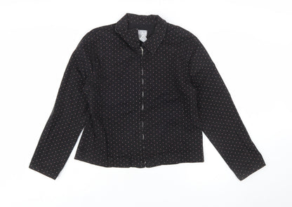 FDJ French Dressing Women's Black Cotton Blend Zip Jacket Size 12