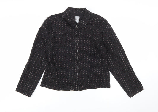 FDJ French Dressing Women's Black Cotton Blend Zip Jacket Size 12