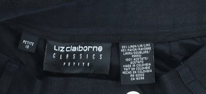 Liz Claiborne Women’s Black Linen Petite 10 Pleated Trousers