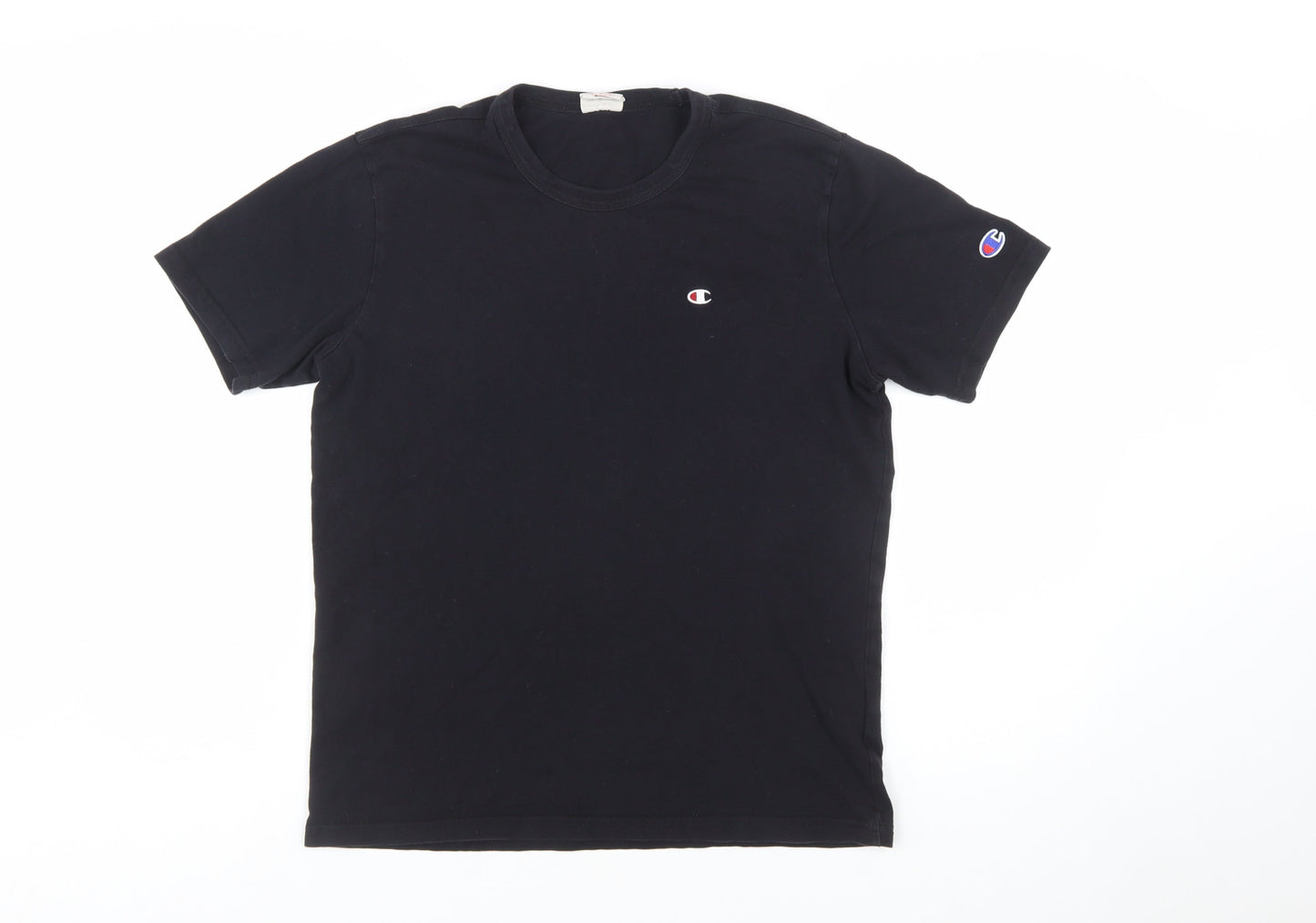 Champion Men's Black Cotton Crew Neck Short Sleeve T-Shirt Size S
