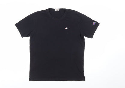 Champion Men's Black Cotton Crew Neck Short Sleeve T-Shirt Size S