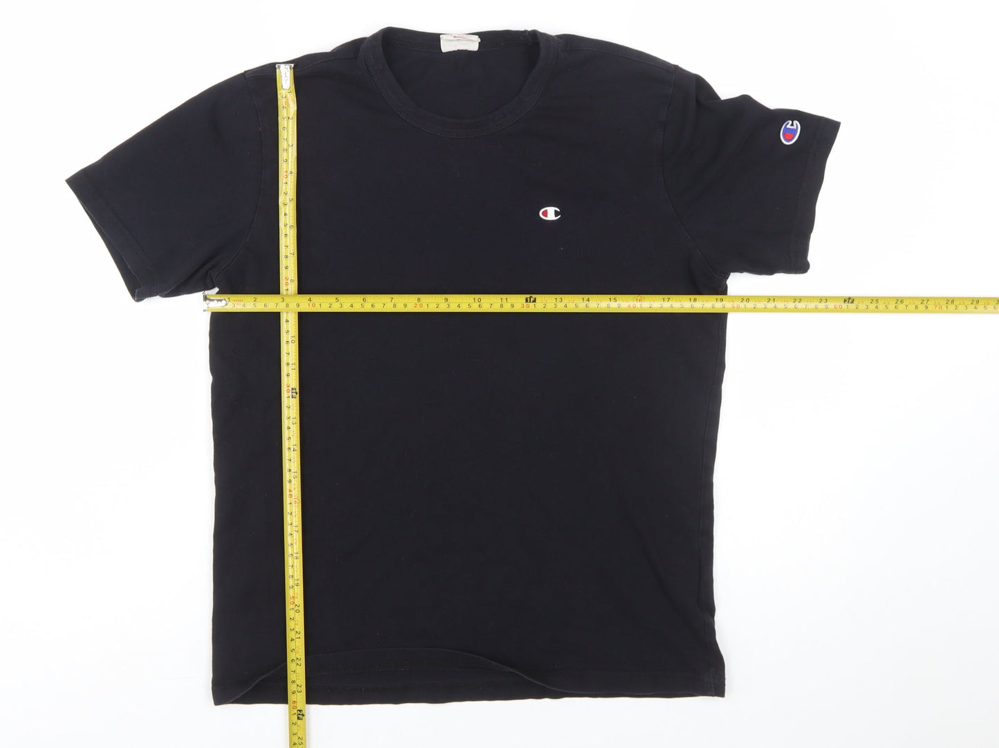 Champion Men's Black Cotton Crew Neck Short Sleeve T-Shirt Size S