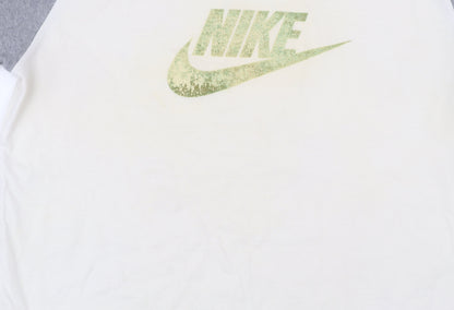 Nike Men's Grey and Cream Short Sleeve Crew Neck Graphic T-Shirt L
