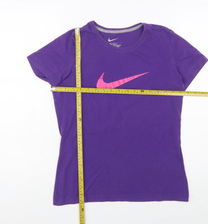 Nike Womens Purple Slim Fit T-Shirt Size L Activewear Top