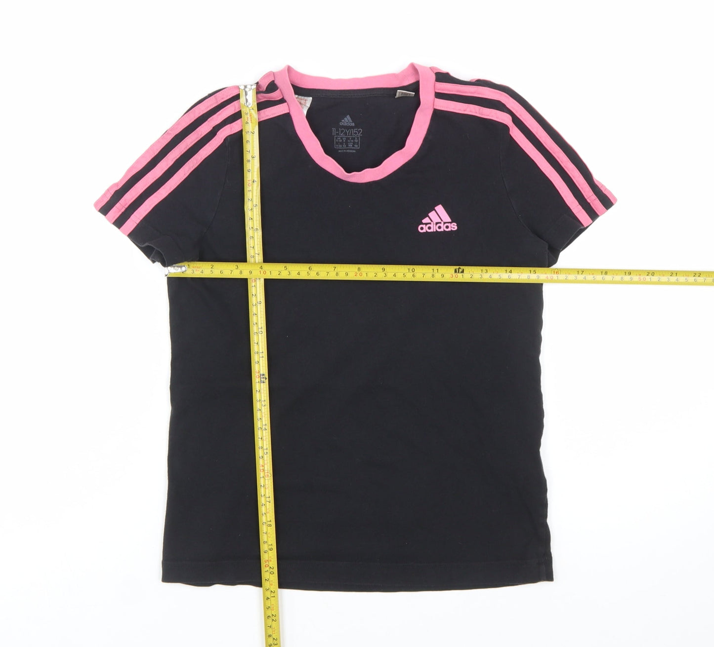 Adidas Girls Black Pink Short Sleeve Cotton Sports T-Shirt 11-12 Years