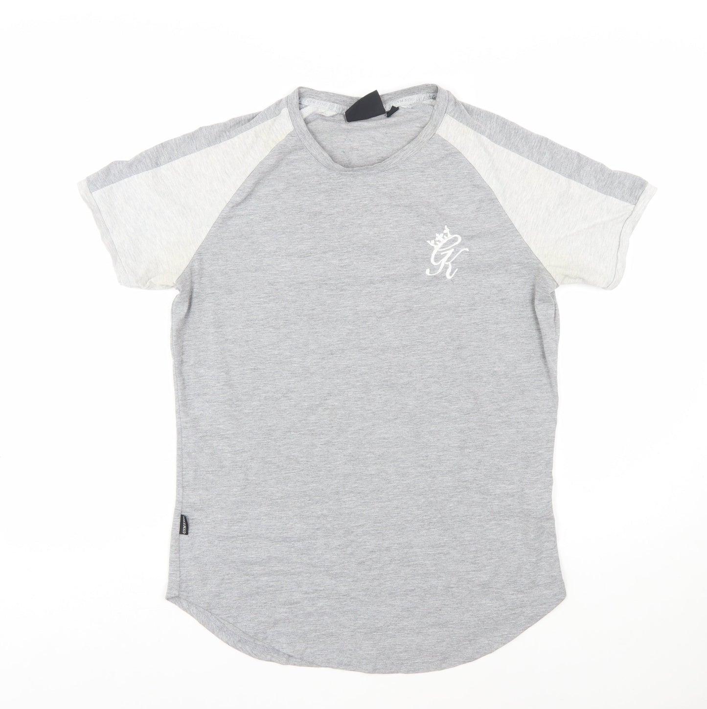 Gym King Men's Grey Colourblock Slim Fit Crew Neck T-Shirt Size M