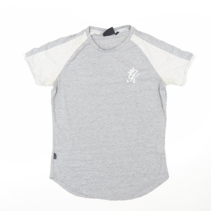 Gym King Men's Grey Colourblock Slim Fit Crew Neck T-Shirt Size M