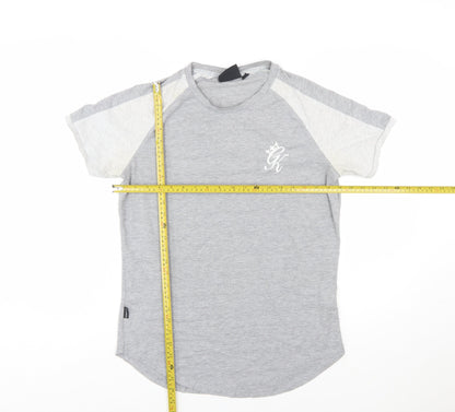 Gym King Men's Grey Colourblock Slim Fit Crew Neck T-Shirt Size M